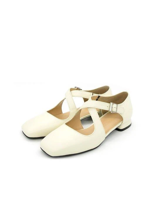 商品NONETHELESS|N20-S177_X-Strap Flat Shoes_Cream,价格¥1758,第1张图片