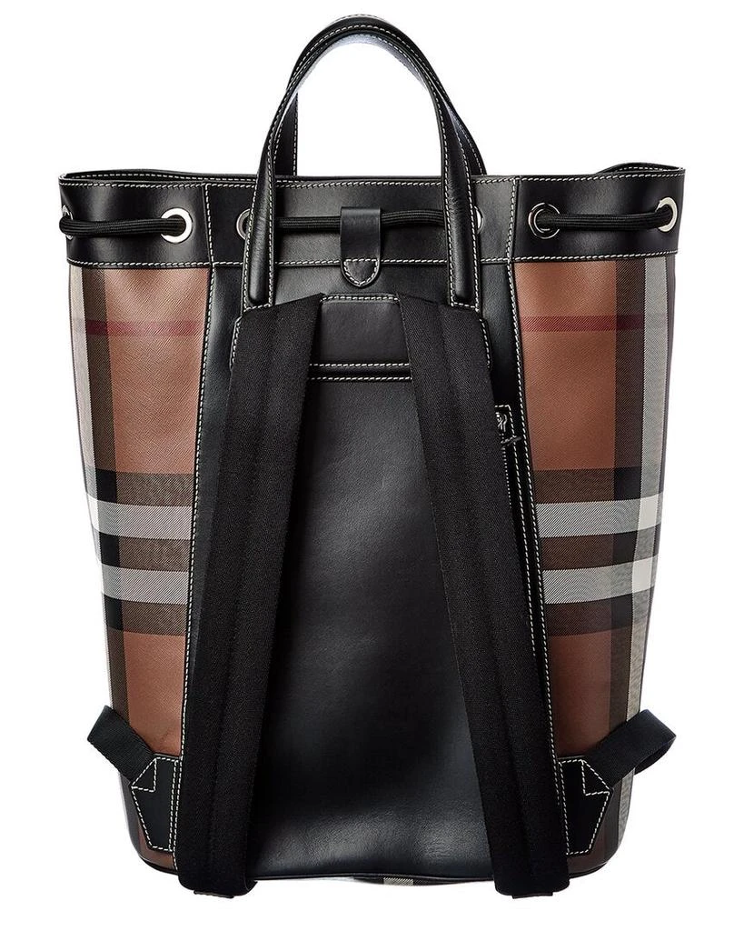 商品Burberry|Burberry Check E-Canvas & Leather Bucket Bag Backpack,价格¥17234,第2张图片详细描述