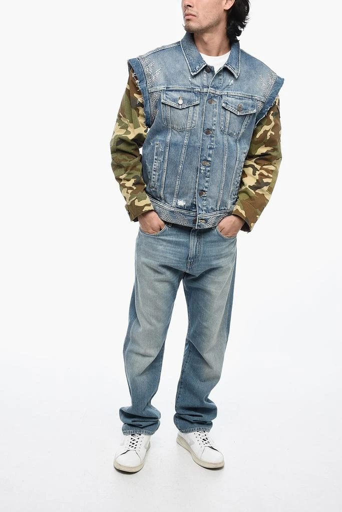 商品Celine|Distressed Denim Jacket with Camo Printed Sleeves,价格¥20645,第4张图片详细描述