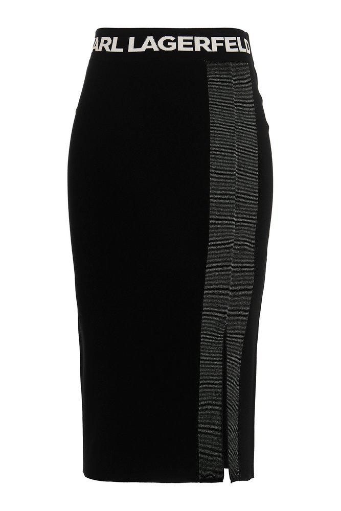 Karl Lagerfeld Metallic-Detail Fitted Skirt商品第1张图片规格展示