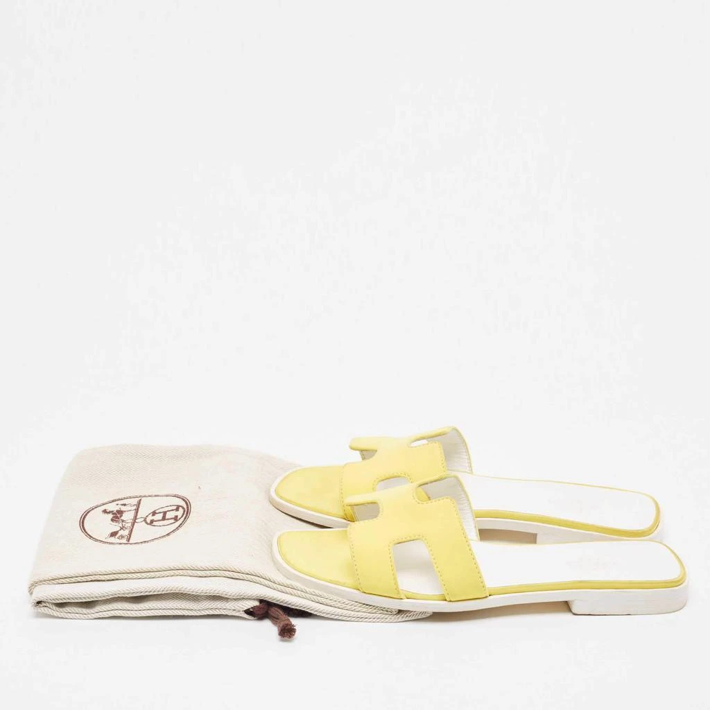 Hermes Yellow Fabric Oran Flat Slides Size 37 商品