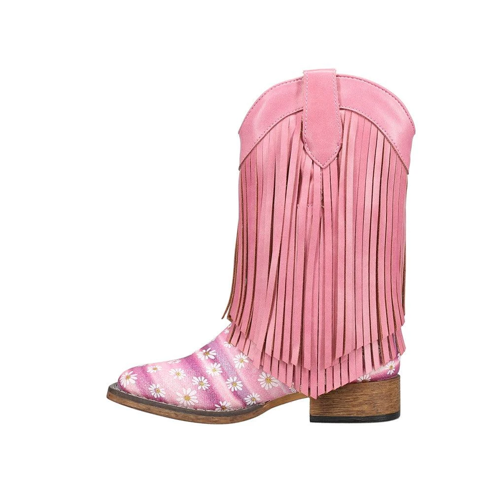 商品Roper|Double Fringe Glitter Metallic Square Toe Cowboy Boots (Little Kid),价格¥504,第3张图片详细描述