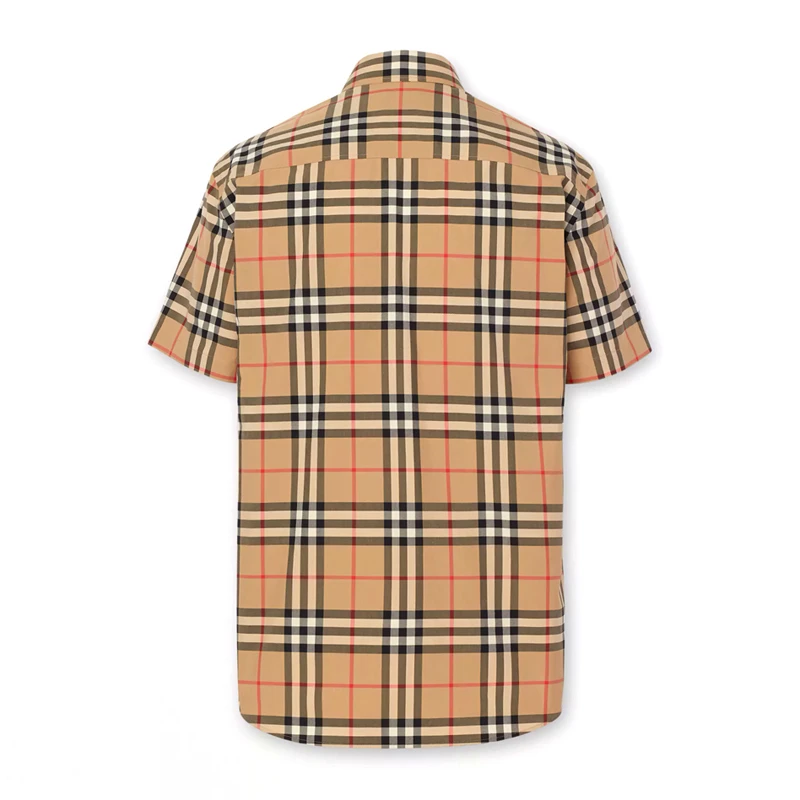 BURBERRY 男士驼色棉质斑马装饰格纹衬衫短袖 8032249 商品