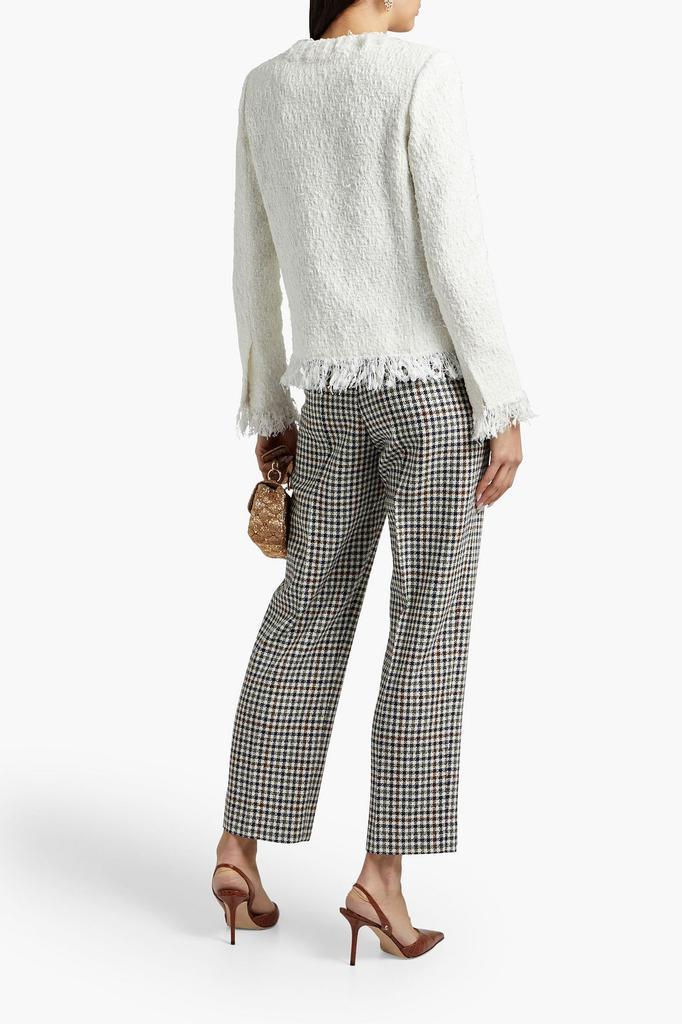 商品Oscar de la Renta|Faille-paneled houndstooth wool-tweed tapered pants,价格¥1457,第5张图片详细描述