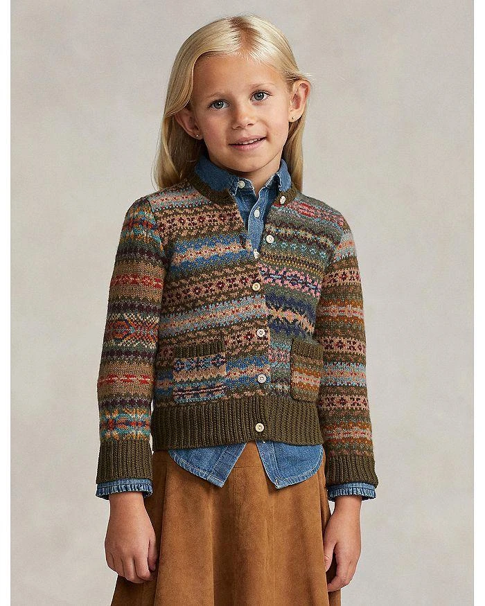 商品Ralph Lauren|Girls' Fair Isle Wool-Blend Cardigan - Little Kid, Big Kid,价格¥748,第1张图片