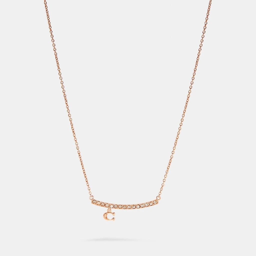 商品Coach|Coach Outlet Signature Pave Bar Necklace,价格¥264,第2张图片详细描述