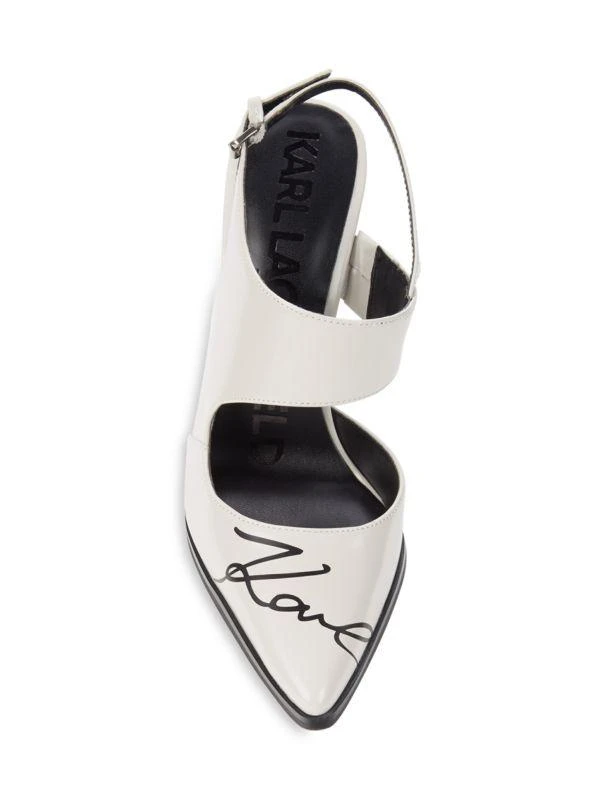 商品Karl Lagerfeld Paris|Logo Leather Slingback Pumps,价格¥338,第5张图片详细描述