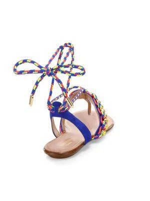 商品Aquazzura|Surf Embellished Braided Suede Sandals,价格¥1469,第3张图片详细描述