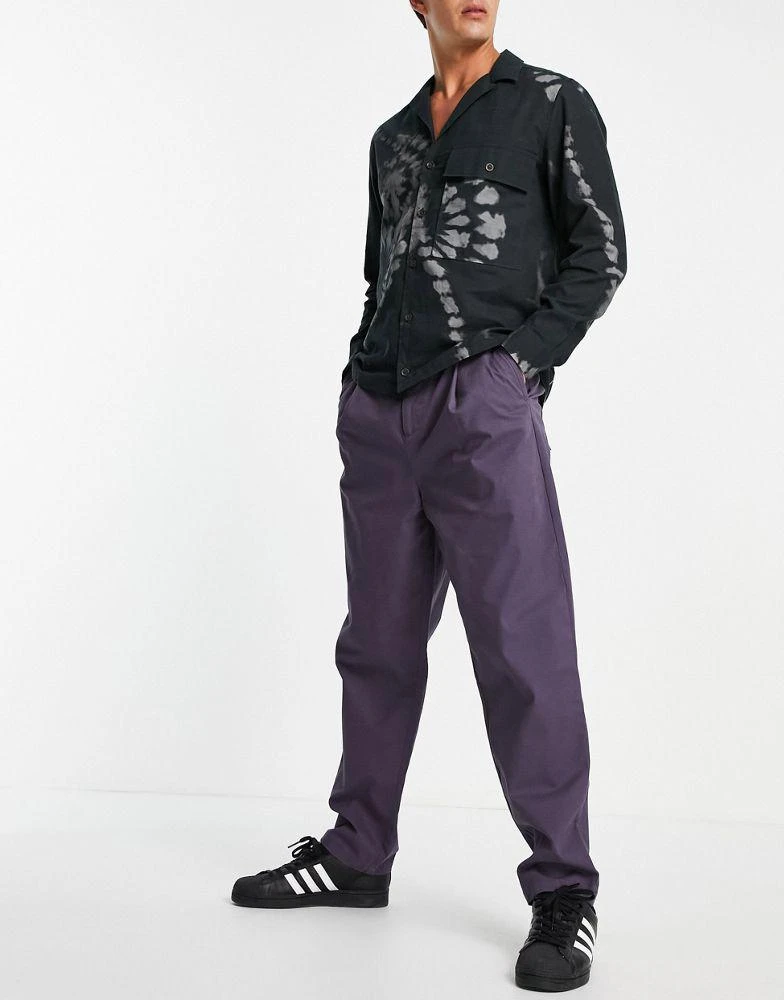 商品ASOS|ASOS DESIGN wide leg chino trousers with pleats in washed navy,价格¥116,第4张图片详细描述