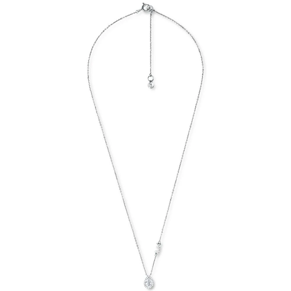 商品Michael Kors|Sterling Silver Cubic Zirconia Pear-Shape Halo Pendant Necklace, 16" + 2" extender,价格¥468,第1张图片