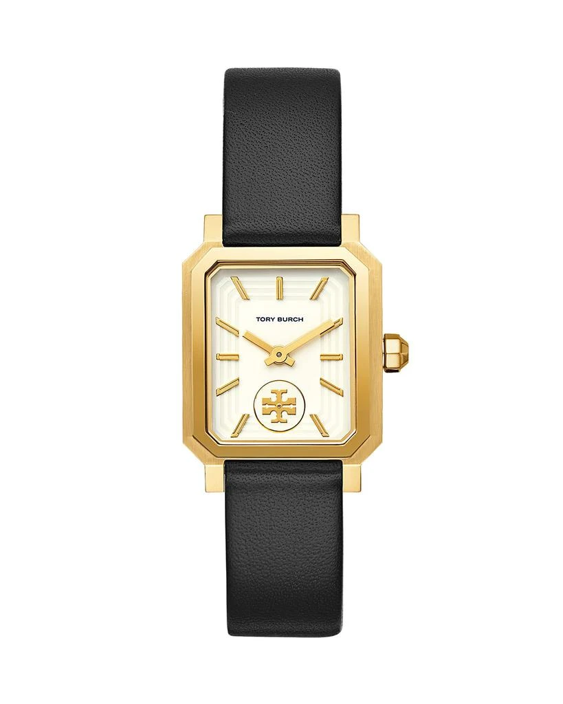 商品Tory Burch|27mm Robinson Leather Watch w/ Moving Logo, Black,价格¥1939,第1张图片