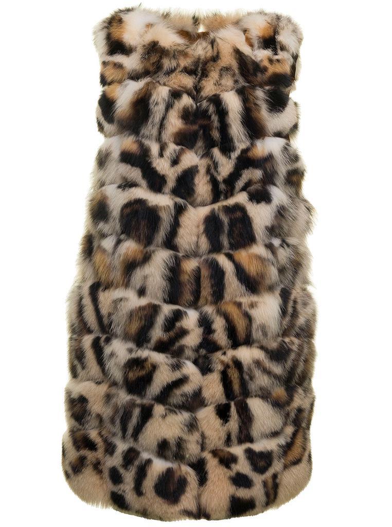 商品FRAME|Sleeveless Multicolured Fur Squares in Fox with Hood Frame Woman Fur,价格¥15838,第4张图片详细描述