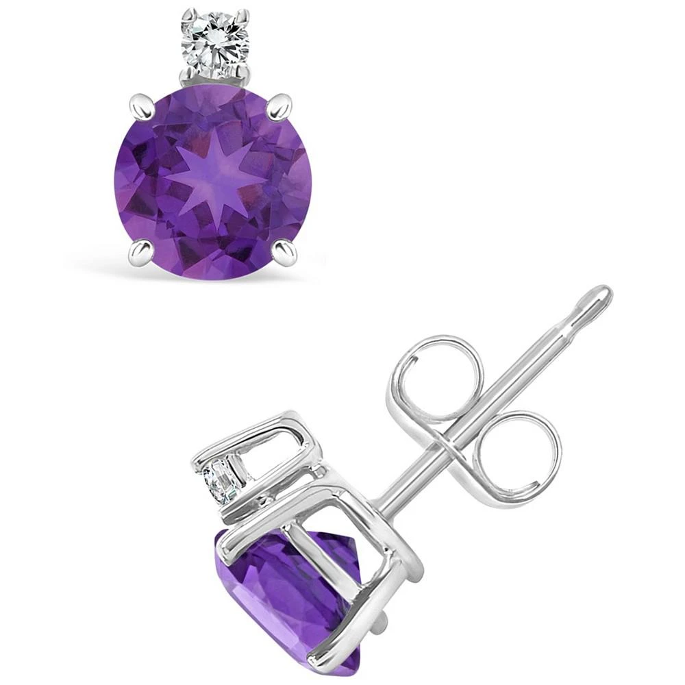 商品Macy's|Amethyst (1 ct. t.w.) and Diamond Accent Stud Earrings in 14K White Gold,价格¥3628,第1张图片
