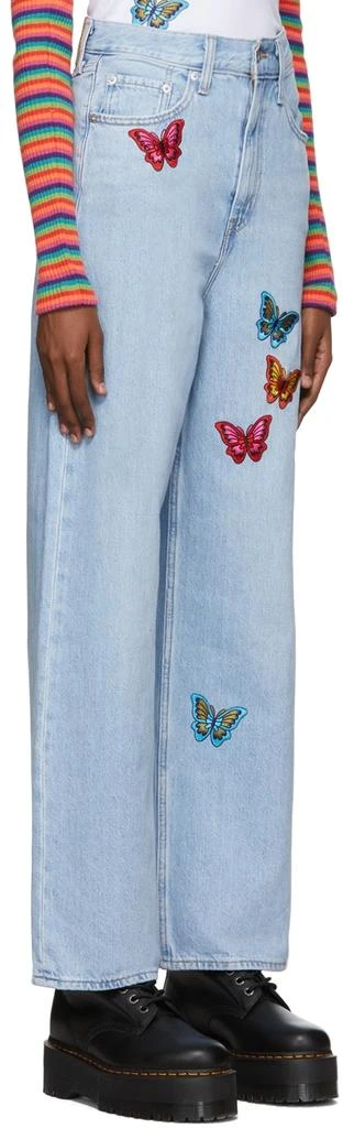 商品Anna Sui|SSENSE Exclusive Blue Butterfly Jeans,价格¥704,第4张图片详细描述