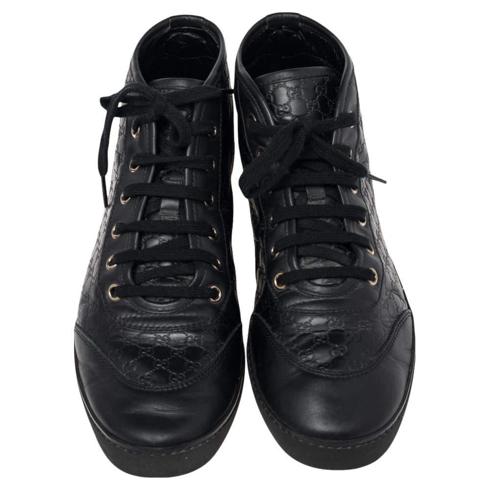 商品[二手商品] Gucci|Gucci Black  Microguccissima Leather High Top Sneakers Size 38.5,价格¥1823,第3张图片详细描述