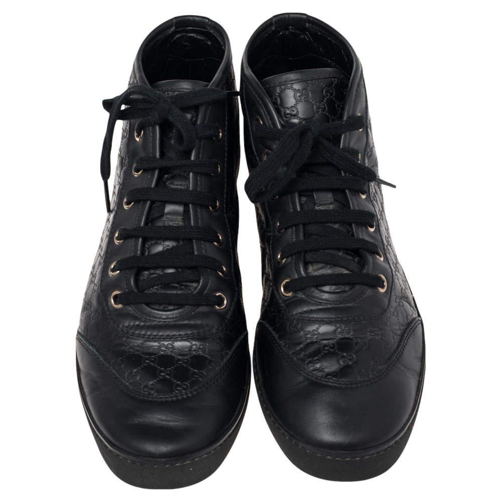 商品[二手商品] Gucci|Gucci Black  Microguccissima Leather High Top Sneakers Size 39.5,价格¥1728,第5张图片详细描述