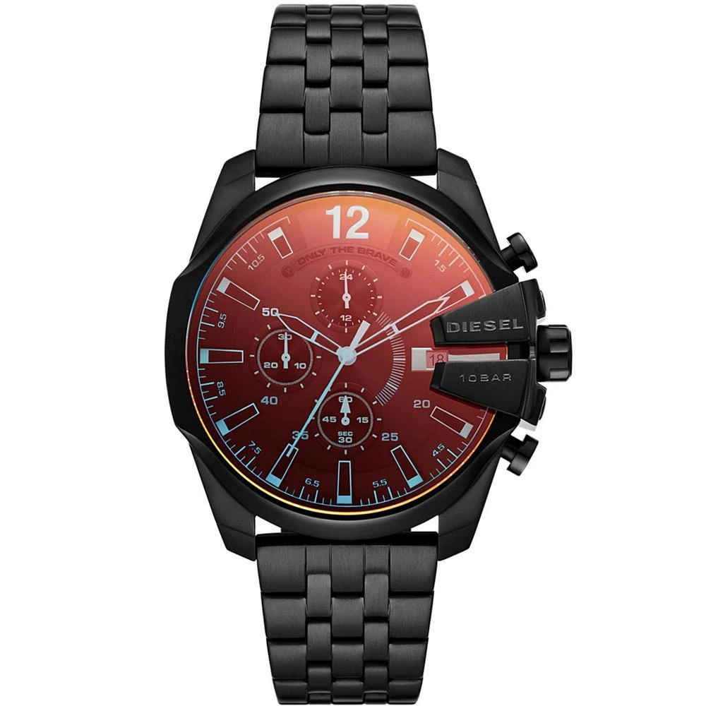 商品Diesel|Men's Baby Chief Chronograph Black Stainless Steel Bracelet Watch 43mm,价格¥1507,第1张图片