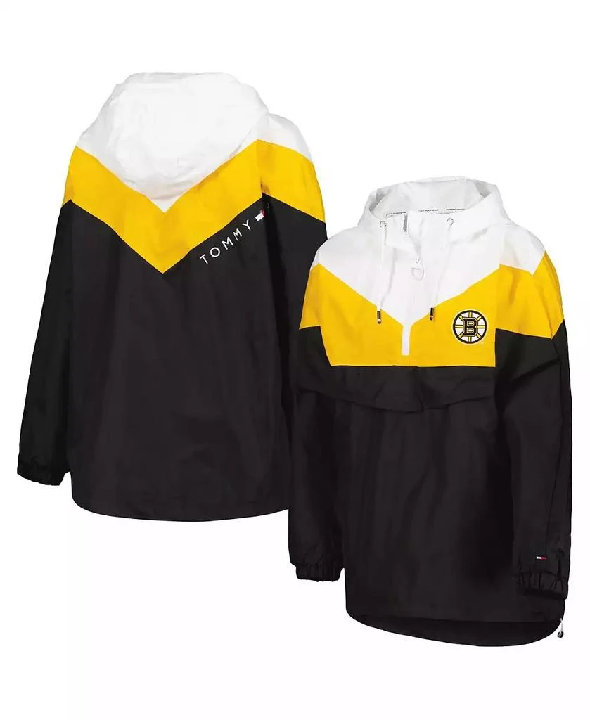 商品Tommy Hilfiger|Women's Black, Gold Boston Bruins Staci Half-Zip Windbreaker Jacket,价格¥695,第1张图片