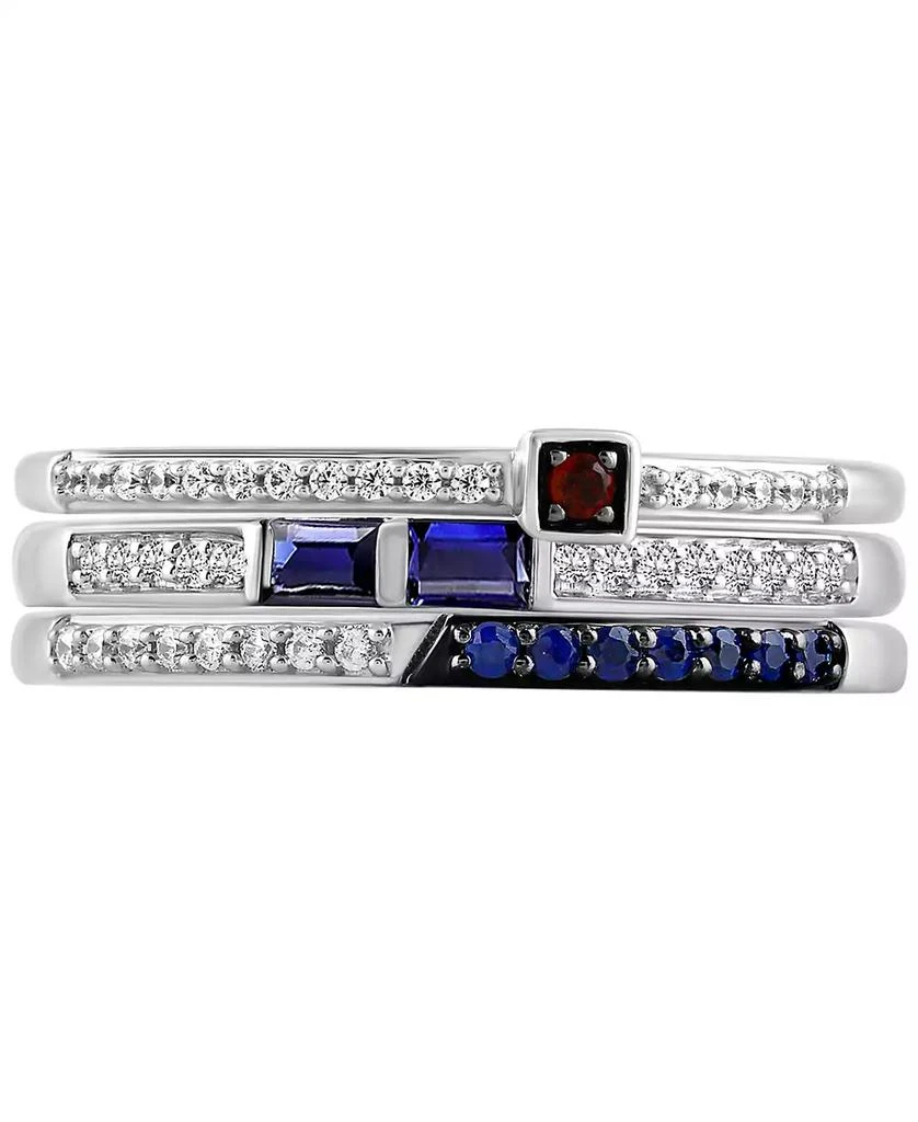 商品Wonder Fine Jewelry|Star Wars 3-pc. Set Sapphire (1/3 ct. t.w.), Garnet Accent, & Diamond (1/6 ct. t.w.) Star Wars R2D2 Inspired Rings in Sterling Silver,价格¥2617,第5张图片详细描述