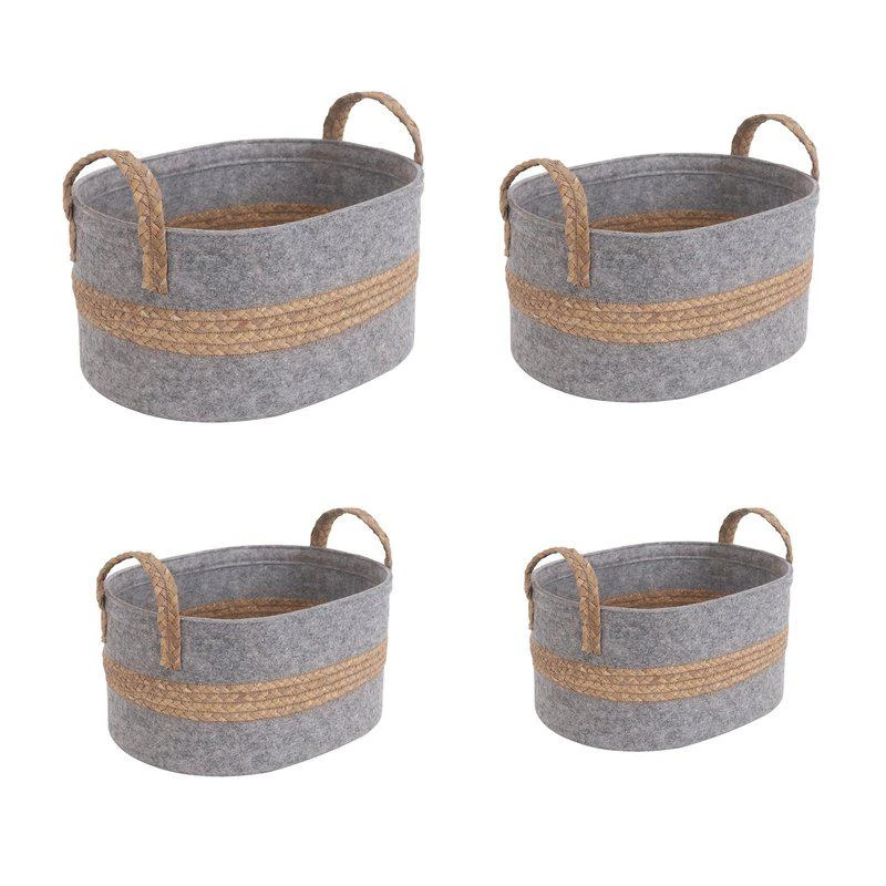 商品ELE Light & Decor|Woven Storage Baskets With Handles Set Of 4 Decorative Bins,价格¥972,第1张图片