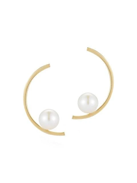 商品MATEO|Half Moon 14K Gold & Pearl Earrings,价格¥4293,第1张图片