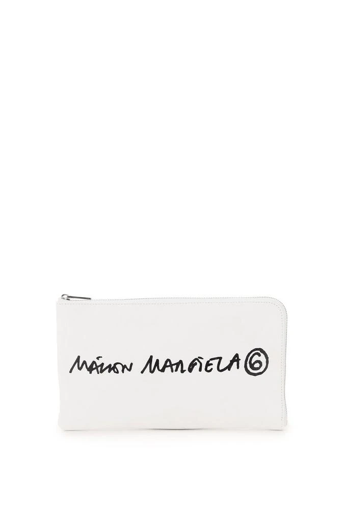 商品MAISON MARGIELA|MM6 Maison Margiela Logo Zipped Clutch Bag,价格¥1584,第1张图片