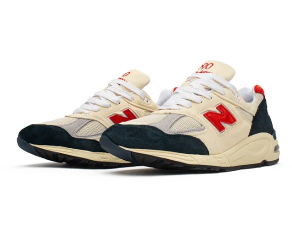 商品New Balance|男款 Teddy Made联名 990v2 休闲鞋 美产 米白灰色,价格¥1441,第1张图片