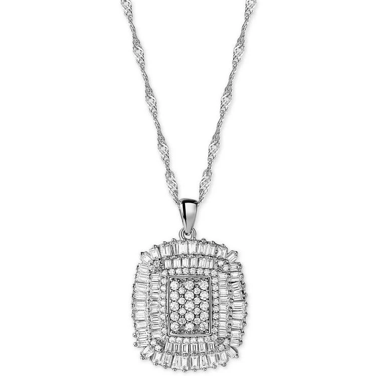 商品Macy's|Cubic Zirconia Cluster Pendant Necklace in Sterling Silver,价格¥350,第1张图片