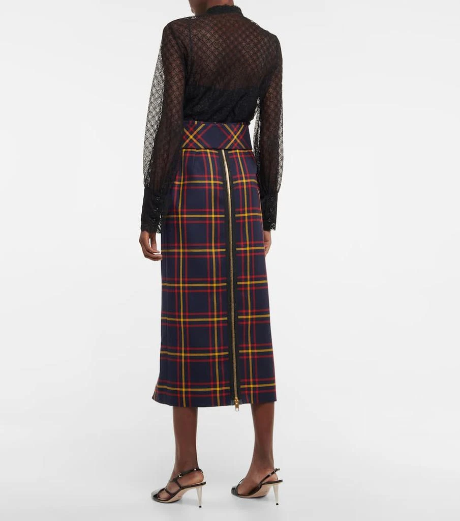 商品Gucci|Checked wool midi skirt,价格¥21483,第3张图片详细描述