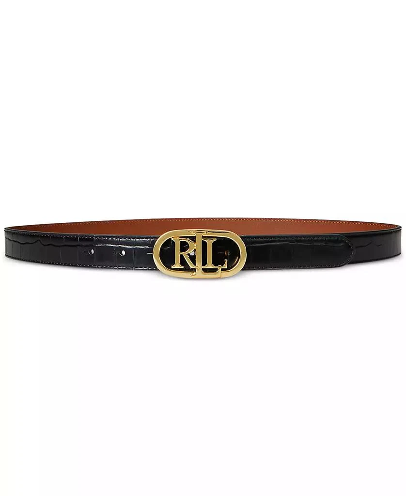 商品Ralph Lauren|Logo Reversible Embossed Leather Skinny Belt,价格¥388,第3张图片详细描述