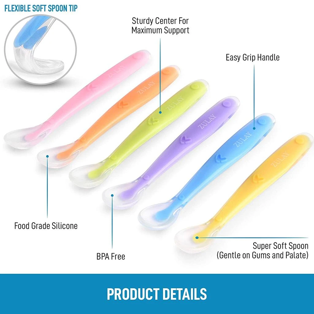 商品Zulay Kitchen|Silicone Baby Spoon (6 Pack),价格¥161,第2张图片详细描述