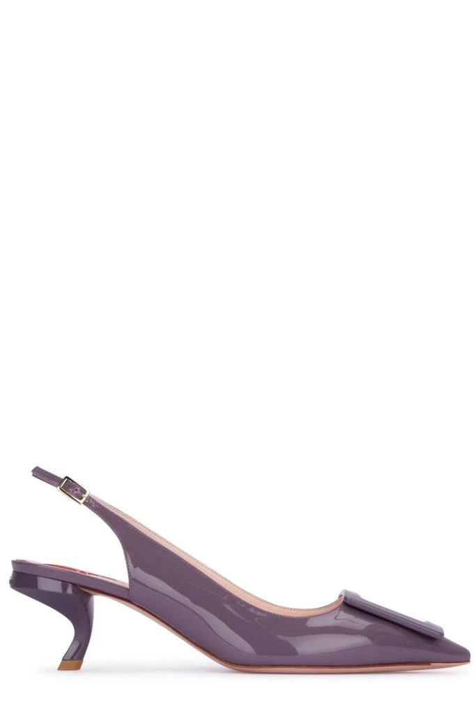 商品Roger Vivier|Roger Vivier Virgule Lacquered Buckle Slingback Pumps,价格¥3490,第1张图片