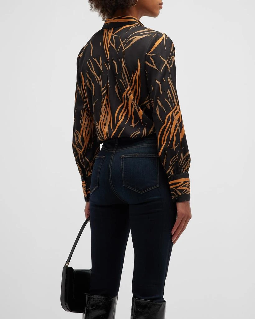 Skylar Tiger-Print Button-Down Silk Blouse 商品