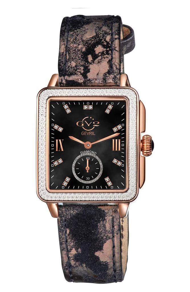 商品Gevril|GEVRIL Bari Diamond Leather Strap Watch, 37mm,价格¥2631,第1张图片