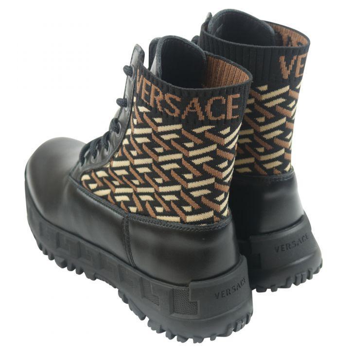 商品Versace|Black La Greca Pattern Boots,价格¥1354,第4张图片详细描述