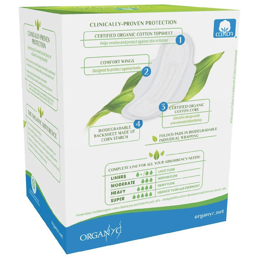 商品ORGANYC|100% Certified Organic Cotton Feminine Pads,价格¥32,第2张图片详细描述