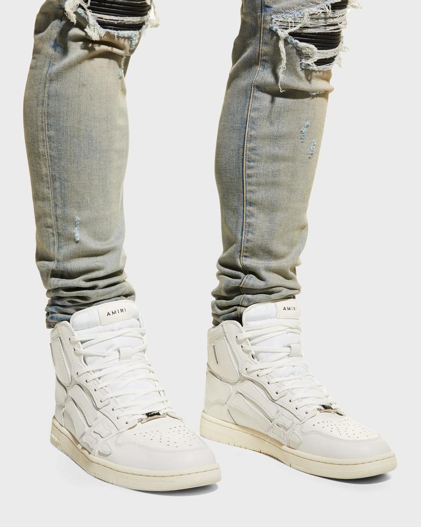 Men's Skeleton Appliqué Leather High Top Sneakers商品第2张图片规格展示