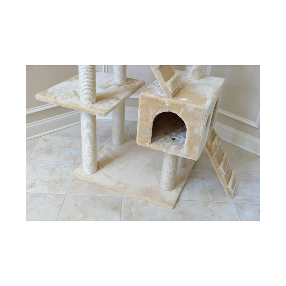 74" Multi-Level Real Wood Cat Tree With Scratching Posts 商品