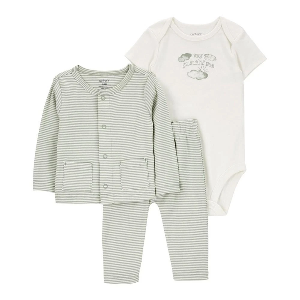 商品Carter's|Baby Boys or Baby Girls Cardigan, Bodysuit and Pants, 3 Piece Set,价格¥105,第1张图片