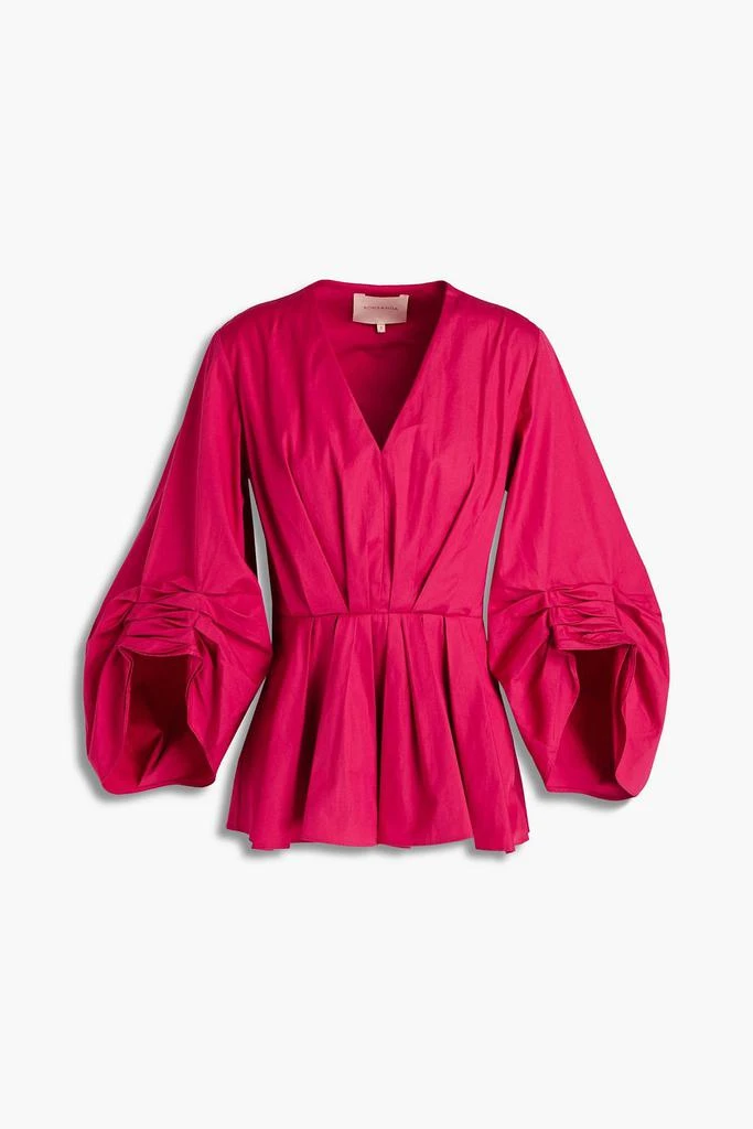 商品ROKSANDA|Pleated cotton-poplin peplum top,价格¥1153,第1张图片