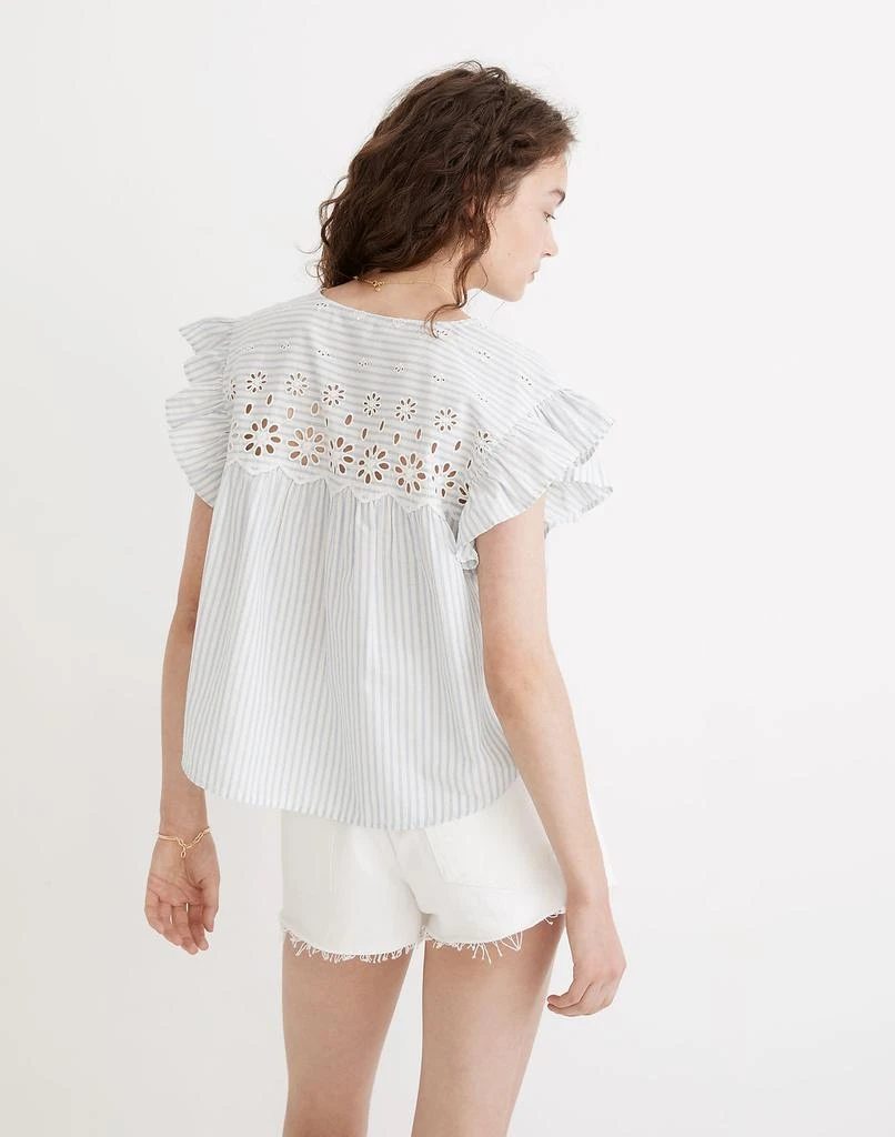 商品Madewell|Eyelet Button-Front Shirt in Stripe,价格¥394,第3张图片详细描述