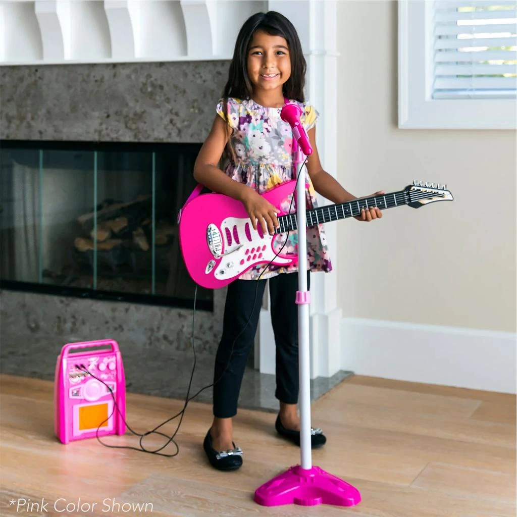 商品Best Choice Products|Kids Electric Musical Guitar Toy Play Set w/ 6 Demo Songs, Whammy Bar, Microphone, Amp, AUX,价格¥390,第2张图片详细描述