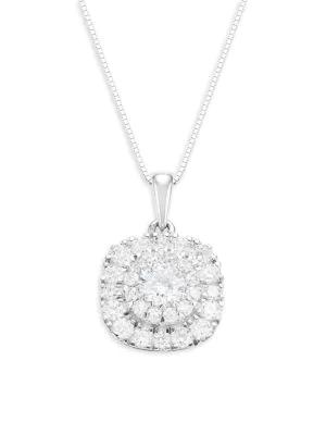 14K White Gold & 1 TCW Lab-Grown Diamond Pendant Necklace商品第1张图片规格展示