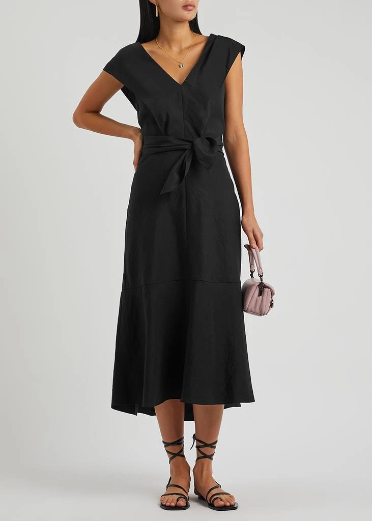 商品Vince|Black flutter-sleeve midi dress,价格¥4127,第4张图片详细描述