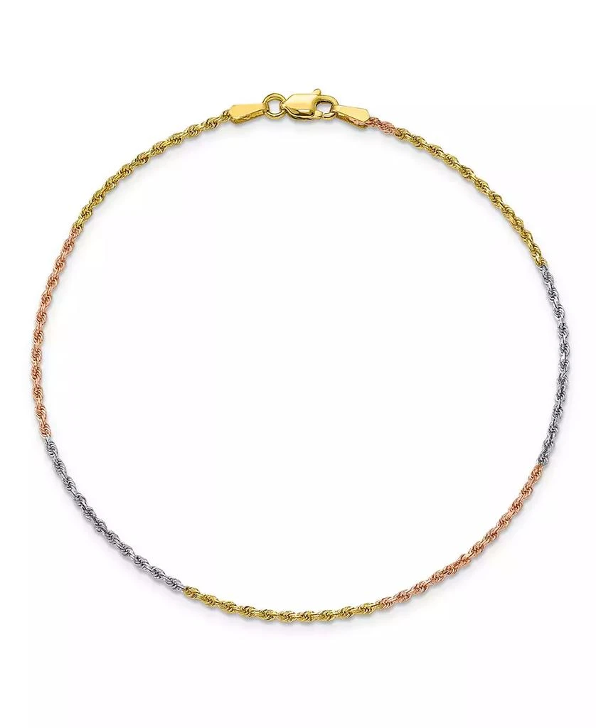 商品Macy's|Rope Chain Anklet in 14k Yellow, Rose and White Gold,价格¥2393,第1张图片