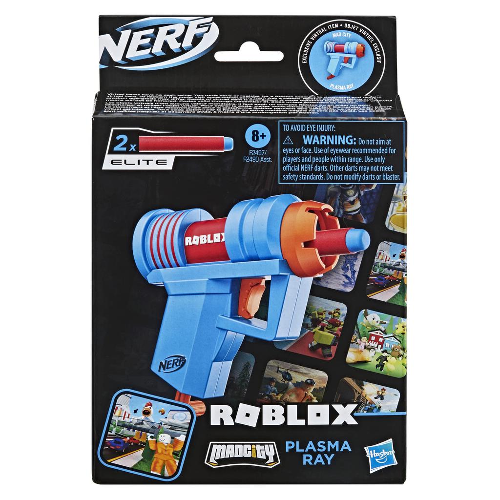 NERF Roblox Mad City: Plasma Ray Dart Blaster, Pull-Down Priming Handle, 2 Elite Darts, Code to Unlock in-Game Virtual Item商品第3张图片规格展示