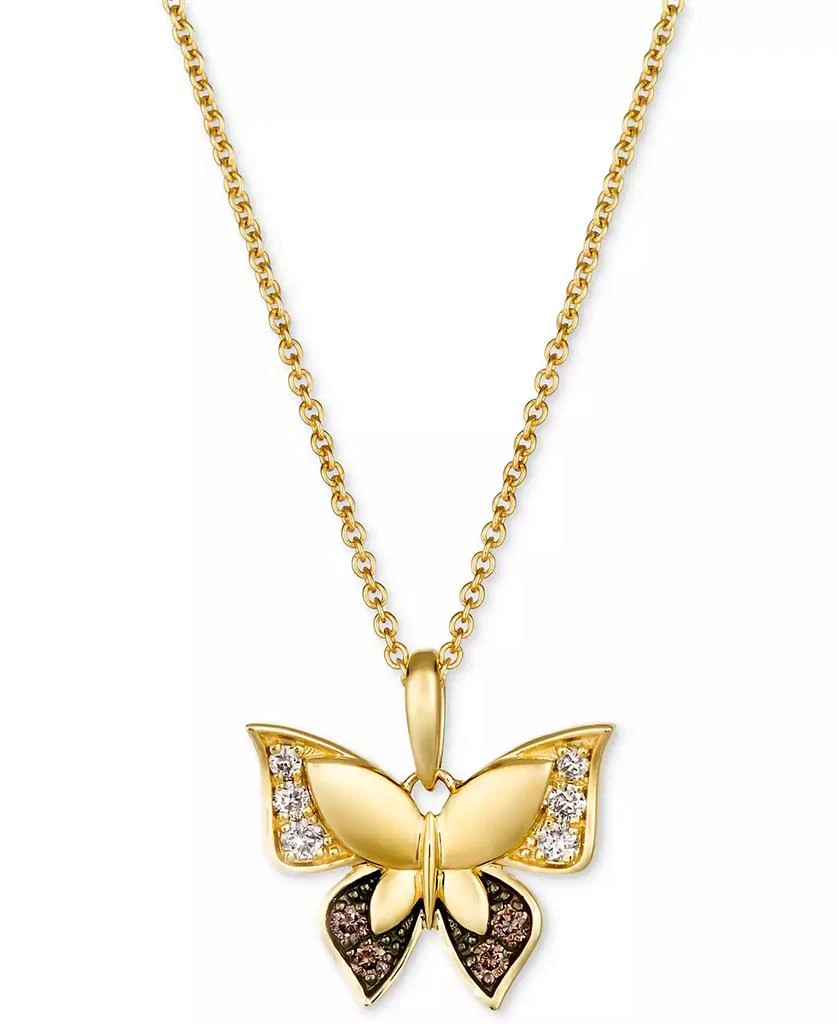 商品Le Vian|Chocolate Diamond & Nude Diamond Butterfly 18" Pendant Necklace (1/6 ct. t.w.) in 14k Gold,价格¥3369,第1张图片