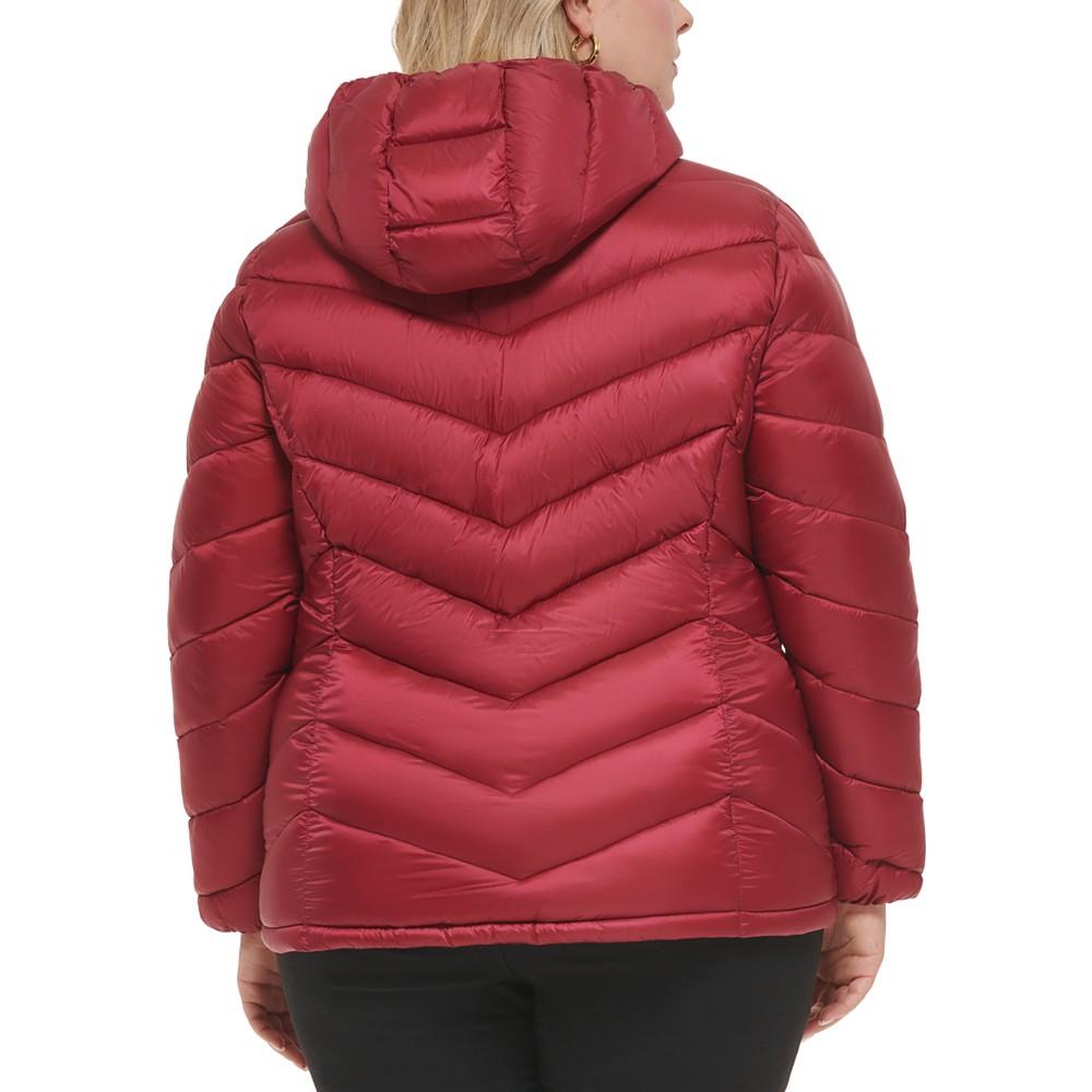 Women's Plus Size Hooded Packable Puffer Coat, Created for Macy's商品第2张图片规格展示