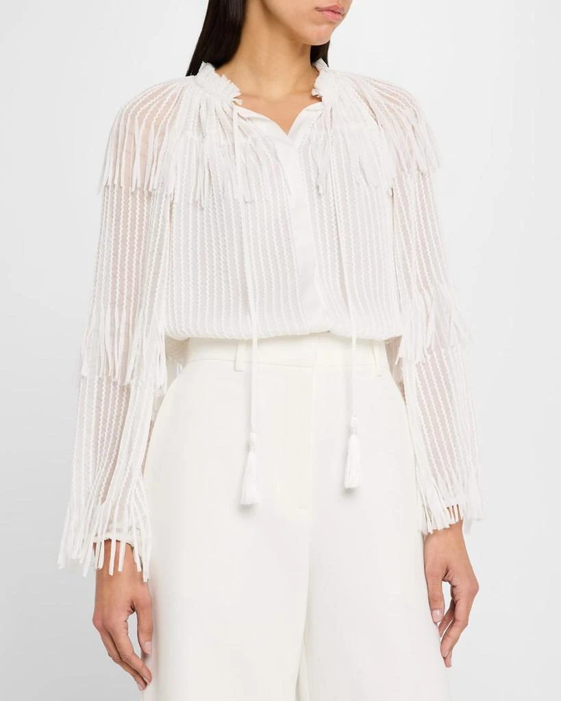 商品Kobi Halperin|Poppi Tie-Neck Fringe Chiffon Blouse,价格¥3341,第4张图片详细描述