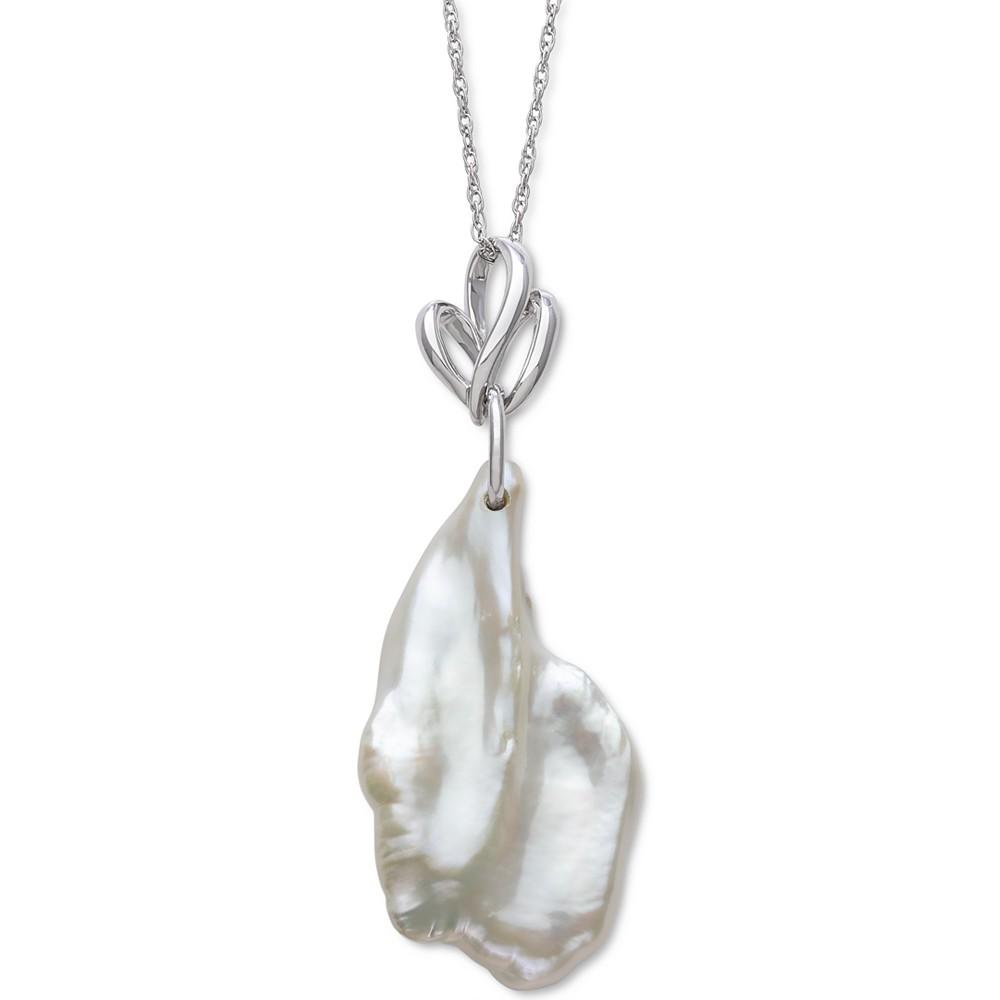 Cultured Baroque Freshwater Pearl (11-12mm) 18" Pendant Necklace in Sterling Silver商品第1张图片规格展示